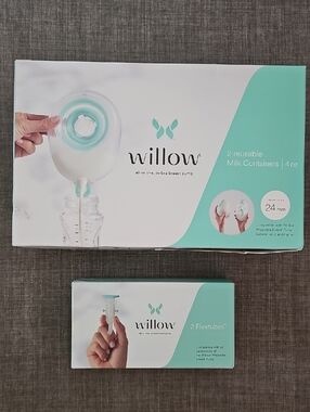 Willow Reusable Breast Milk Container 2-pack and Willow Flextubes 2-pack New
